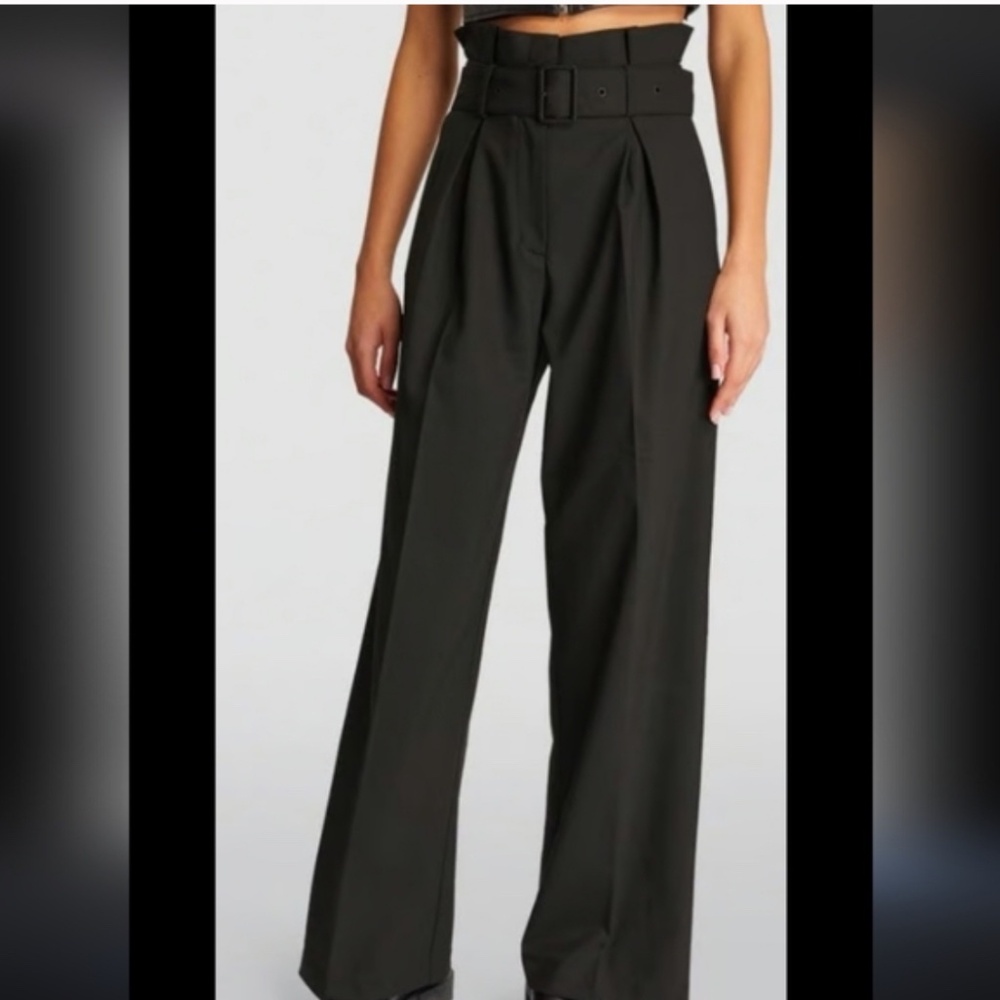 All Saints Trouser High-Waisted Black Wide-Leg Pants Size 6